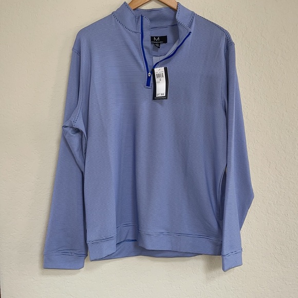 NWT Magaschoni Men's QUARTER ZIP STRETCH KNIT STRIPED TOP Shirt - Picture 3 of 6
